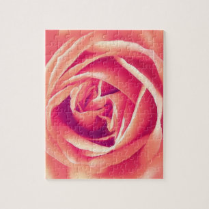 Coral rosa ros-utskrift pussel
