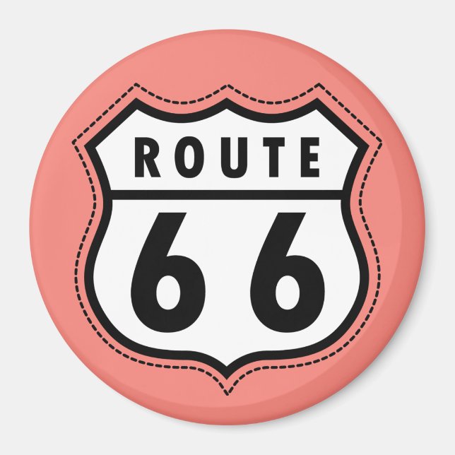 Coral Rosa Route 66-tecken Magnet (Framsidan)