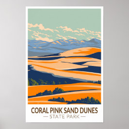 Coral Rosa Sand Dunes State Park Utah Vintage Poster
