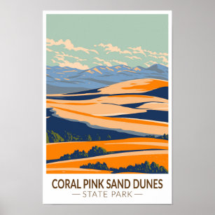 Coral Rosa Sand Dunes State Park Utah Vintage Poster