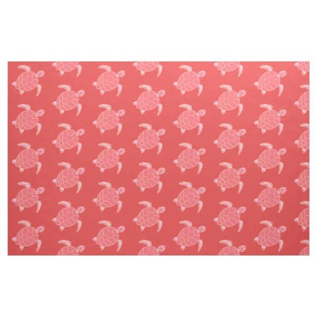 Coral Rosa Sea Turtles Mönster Tyg (Fat Quarter)