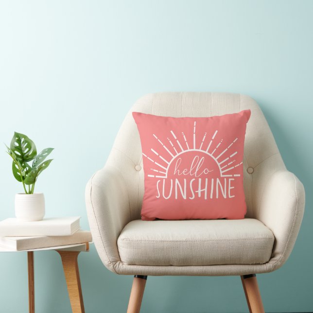 Coral Rosa Simple Modern Hej Sunshine Kudde (Stol)