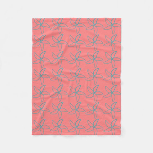 Coral Rosa Starfish Fleece Blanket (Framsidan)