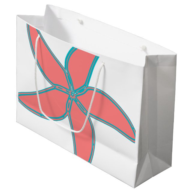 Coral Rosa Starfish White Large Gift Bag (Framsidan Vinklad)