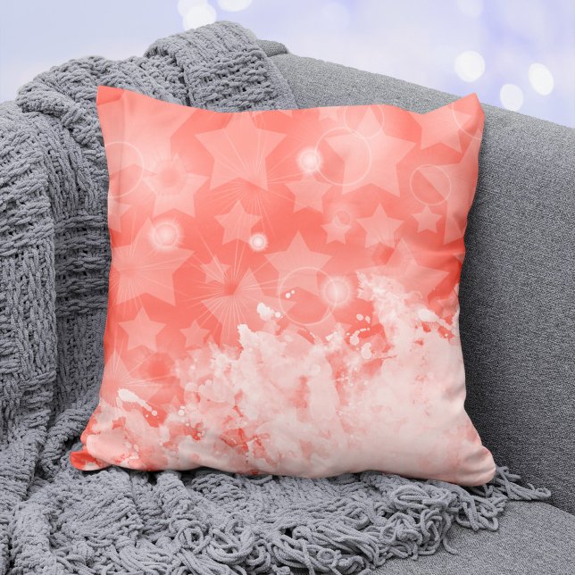 Coral rosa Stars mönster White-färg Modern Chic Kudde (Skapare uppladdad)