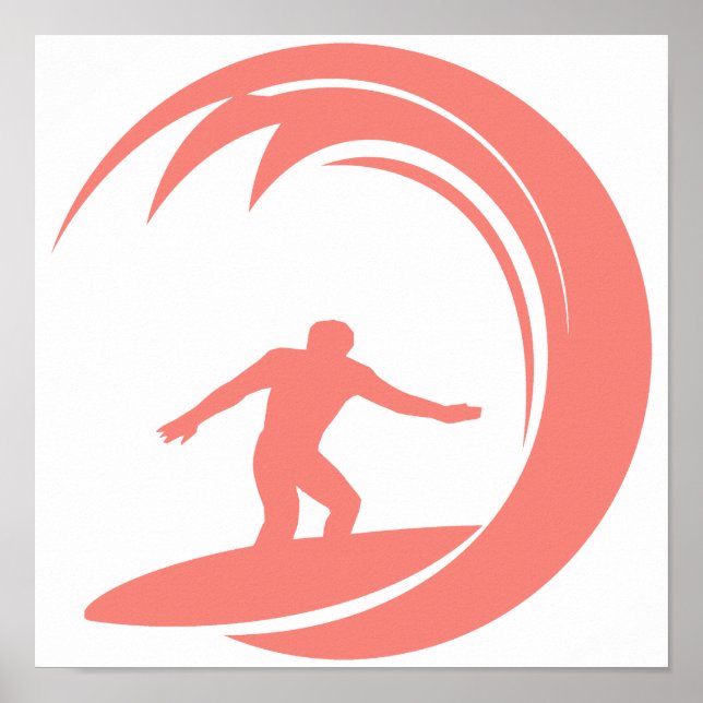 Coral Rosa Surfing Poster (Framsidan)