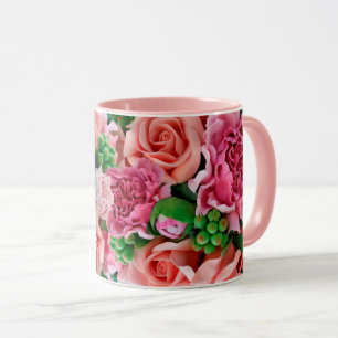 Coral & Rosa Tea Ro Flowers Mugg