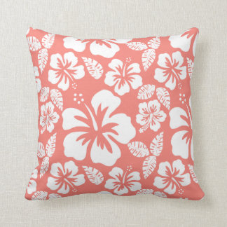 Coral Rosa Tropical Hibiscus Kudde