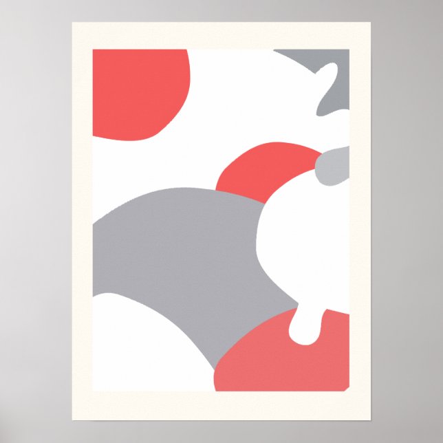 Coral Rosa White Grått Abstrakt Art Wall Poster (Framsidan)
