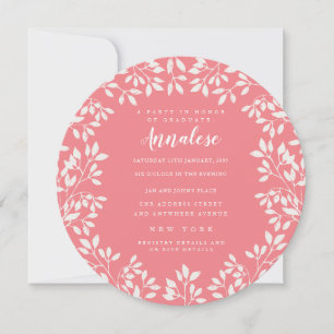 Coral Rosa White Löv Circle Editable Party Inbjudningar