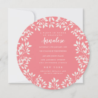 Coral Rosa White Löv Circle Editable Party Inbjudningar