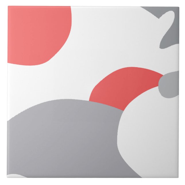 Coral Rosa White och Grått Abstrakt Art Kakelplatta (Framsidan)