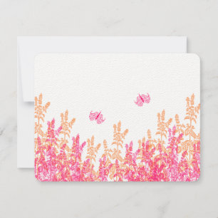 Coral & Rosa WildblommaButterfly Bröllop OSA Kort