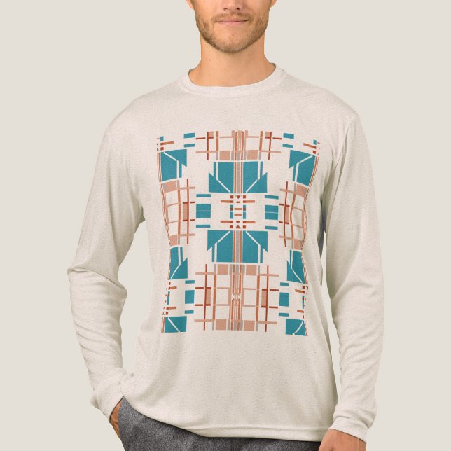 Coral Rust Turcos Southwest-inspirated Geometric T Shirt (Framsida)