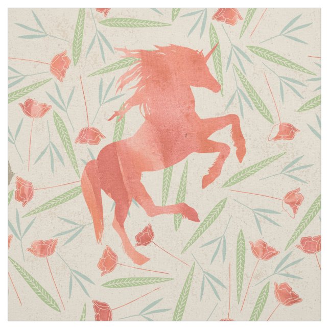 Coral Salmon Unicorn Mönster Tyg (Provkarta)