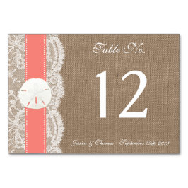 Coral Sand Dollar Beach Wedlingen Bordsnummer