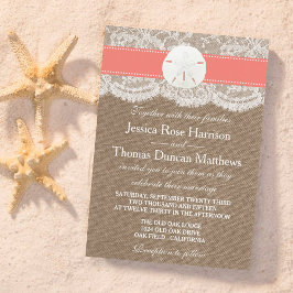 Coral Sand Dollar Beach Wedlingen Inbjudningar