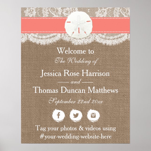 Coral Sand Dollar Beach Wedlingen Poster (Framsidan)