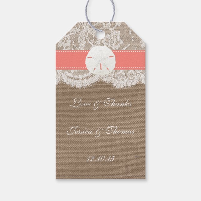 Coral Sand Dollar Beach Wedlingen Presentetikett (Framsidan)