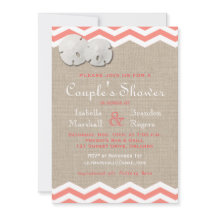 Coral Sand Dollar & Chevron Couples Shower Inbjuda