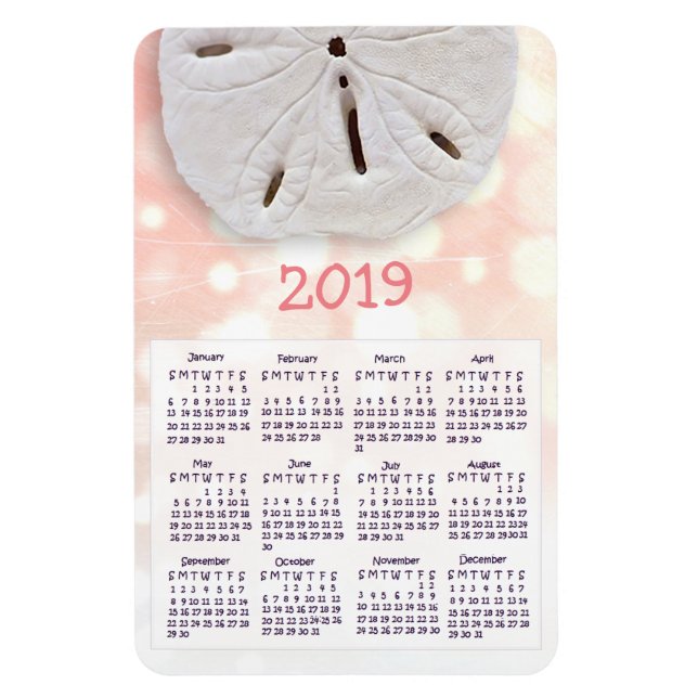 Coral Sand Dollar Mini Magnet Calendar (Vertikal)