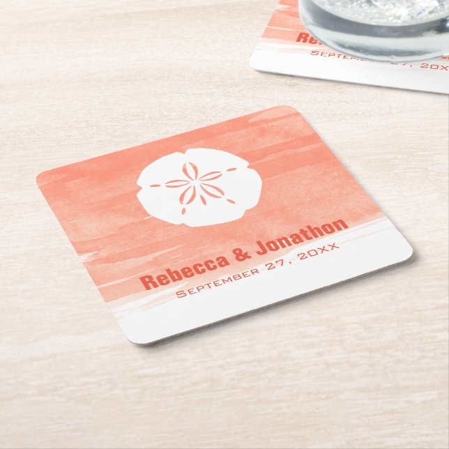 Coral Sand Dollar Underlägg Papper Kvadrat (Vinklad)