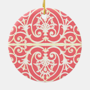 Coral scrollwork mönster julgransprydnad keramik