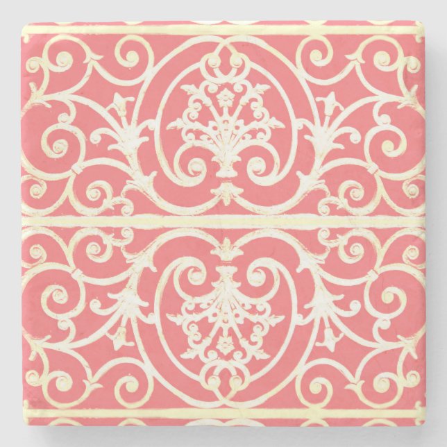 Coral scrollwork mönster underlägg sten (Framsidan)