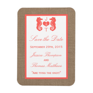 Coral Seahorse Burlap Beach-samlingen Magnet