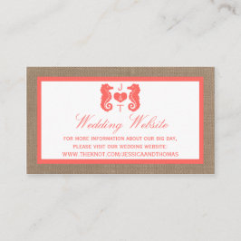 Coral Seahorse Burlap Beach-samlingen Tilläggskort