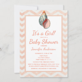 Coral Seashell Baby Shower Girl Boy Inbjudningar