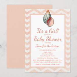 Coral Seashell Baby Shower Girl Boy Inbjudningar