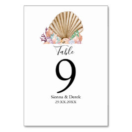 Coral & Seashell-strand Wedding Bordsnummer