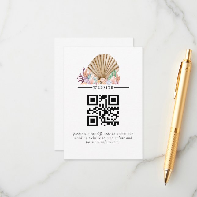 Coral & Seashell-strand Wedding Tilläggskort (Fram/Back In Situ)