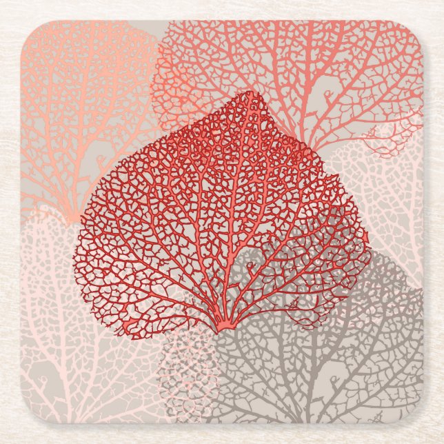 Coral Shadow Underlägg Papper Kvadrat (Framsidan)
