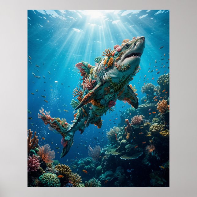 Coral Shark Reef Fantasy Decor Poster (Framsidan)