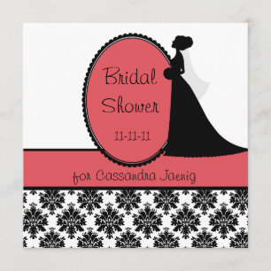 Coral Silhouette Bride Inbjudningskort för möhippa