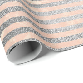 Coral Silver Peach Grått Metallic Rosa Rand Line Presentpapper