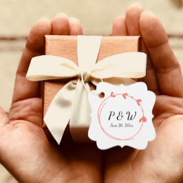 Coral Simal Heart WAN Monogram Bröllop Gåvor Etiketter
