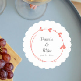 Coral Simal Hjärtkrans Bröllop Underlägg Papper