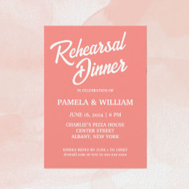 Coral Simple Stil Bröllop Rehearsal Dinner Inbjudningar