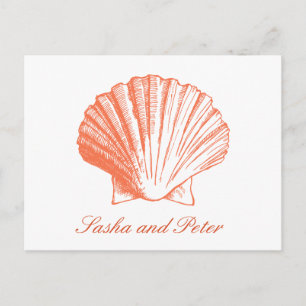 Coral Snäcka Beach Wedding OSA Postcard Inbjudan Vykort
