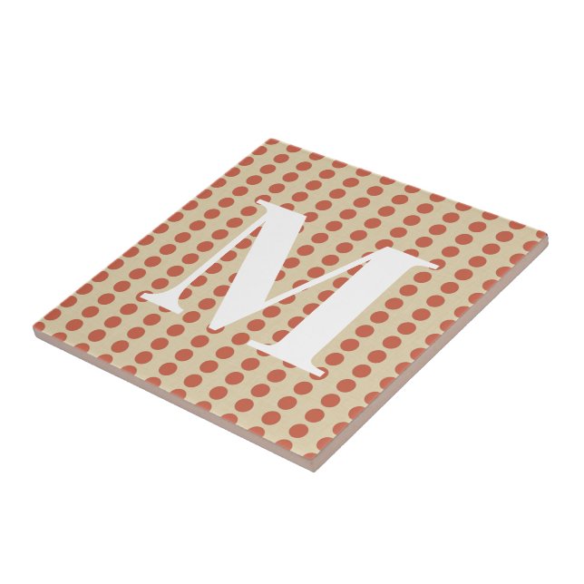 Coral Spice Moods Dots med monogram Kakelplatta (Sidan)