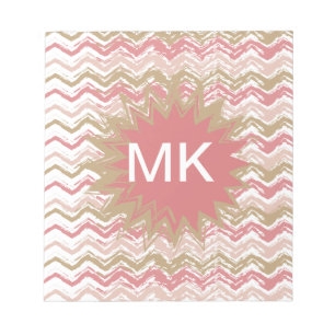 Coral Spice Scribble ZigZag Chevron Mönster Anteckningsblock