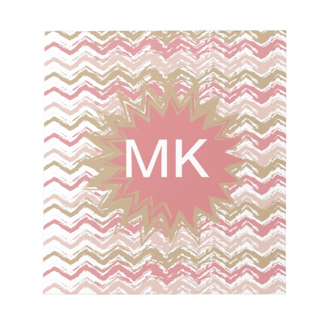 Coral Spice Scribble ZigZag Chevron Mönster Anteckningsblock (Framsida)