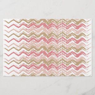Coral Spice Scribble ZigZag Chevron Mönster Brevpapper