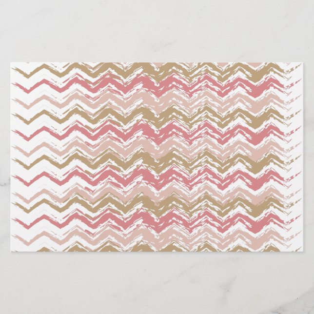 Coral Spice Scribble ZigZag Chevron Mönster Brevpapper (Framsida)