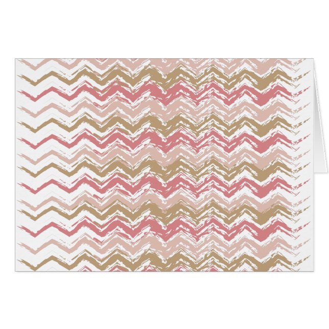 Coral Spice Scribble ZigZag Chevron Mönster Hälsningskort (Framsidan Horizontal)