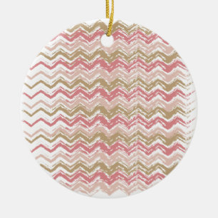 Coral Spice Scribble ZigZag Chevron Mönster Julgransprydnad Keramik
