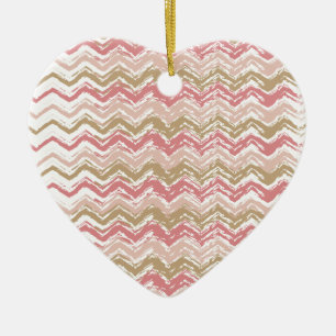 Coral Spice Scribble ZigZag Chevron Mönster Julgransprydnad Keramik